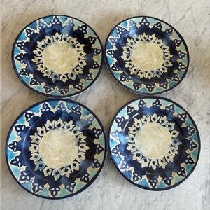William Sonoma Blue Byzantine Melamine Set of 4 Dinner Plates